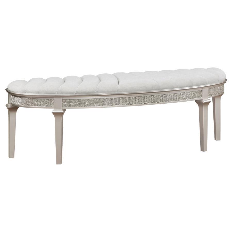 Coaster Fine Furniture - Evangeline - Upholstered Demilune Bench - Ivory And Silver Oak - 5th Avenue Furniture