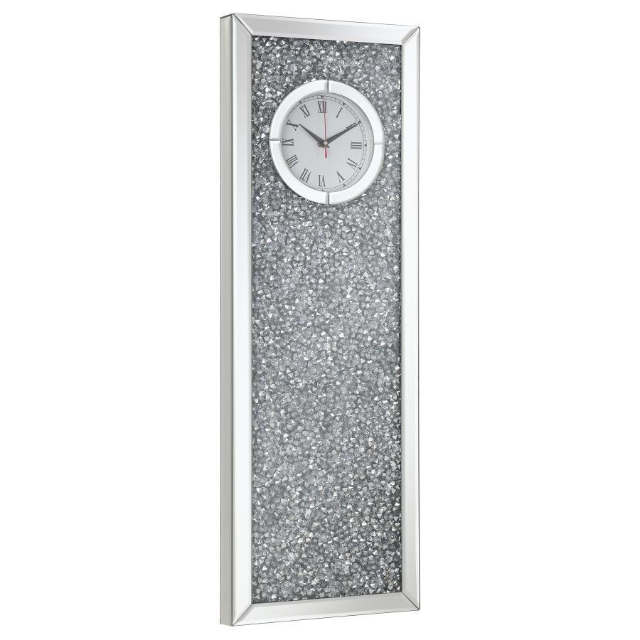 CoasterEssence - Minette - Crystal Inlay Rectangle Clock Mirror - 5th Avenue Furniture