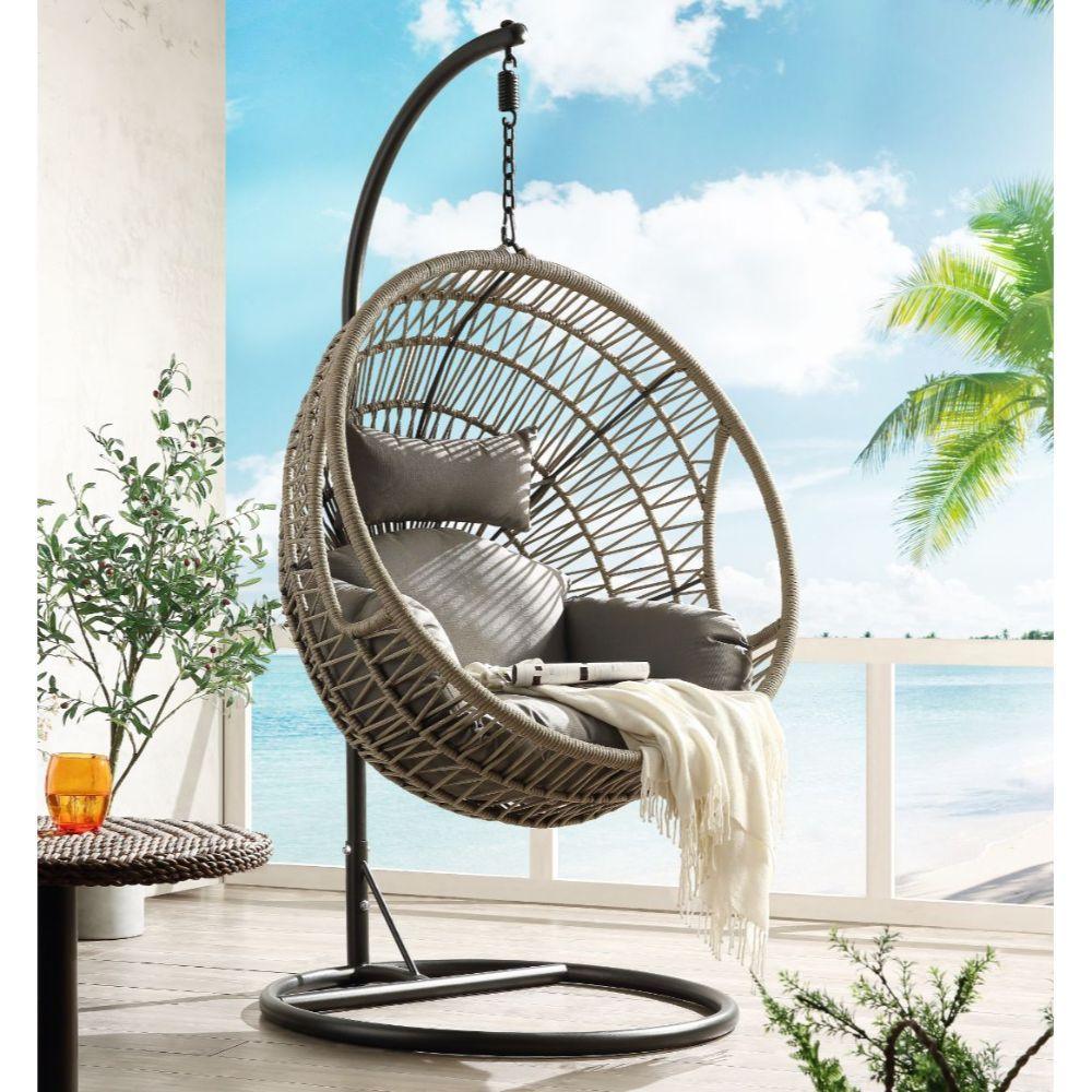 ACME - Vasant - Hanging Chair - Fabric & Rope - 5th Avenue Furniture