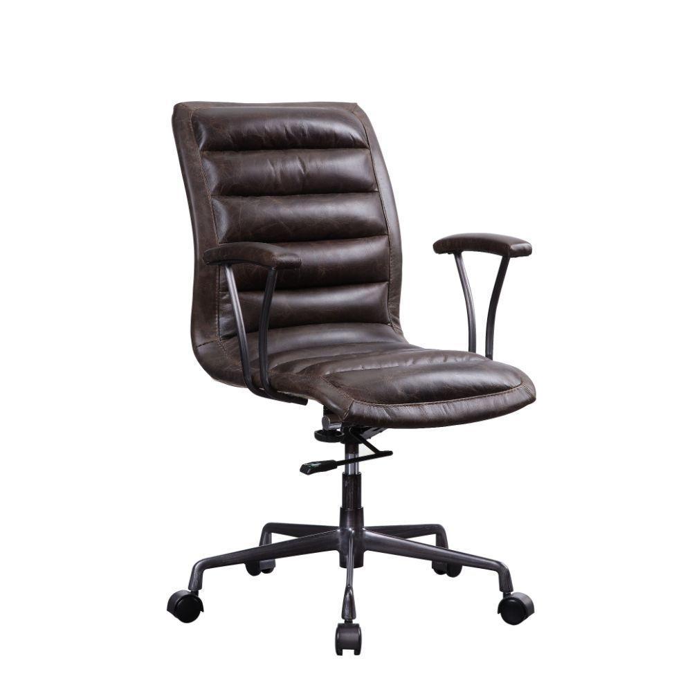 ACME - Zooey - Executive Office Chair - Distress Chocolate Top Grain Leather - 5th Avenue Furniture