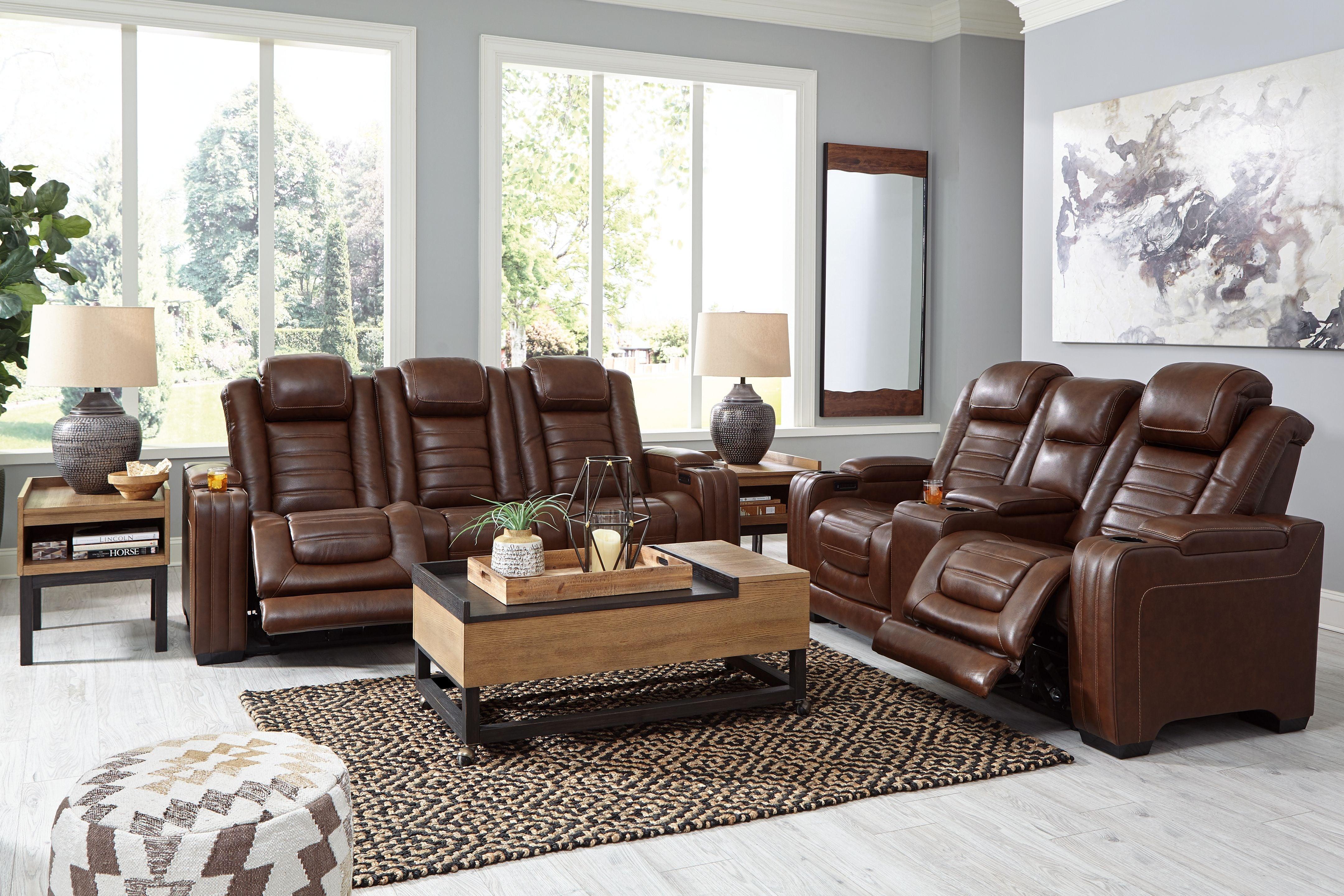 Signature Design by Ashley® - Backtrack - Chocolate - 2 Pc. - Power Reclining Sofa, Loveseat - 5th Avenue Furniture