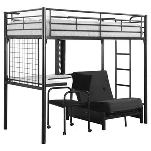 Coaster Fine Furniture - Jenner - Twin Futon Workstation Loft Bed And Futon Pad - Black - 5th Avenue Furniture