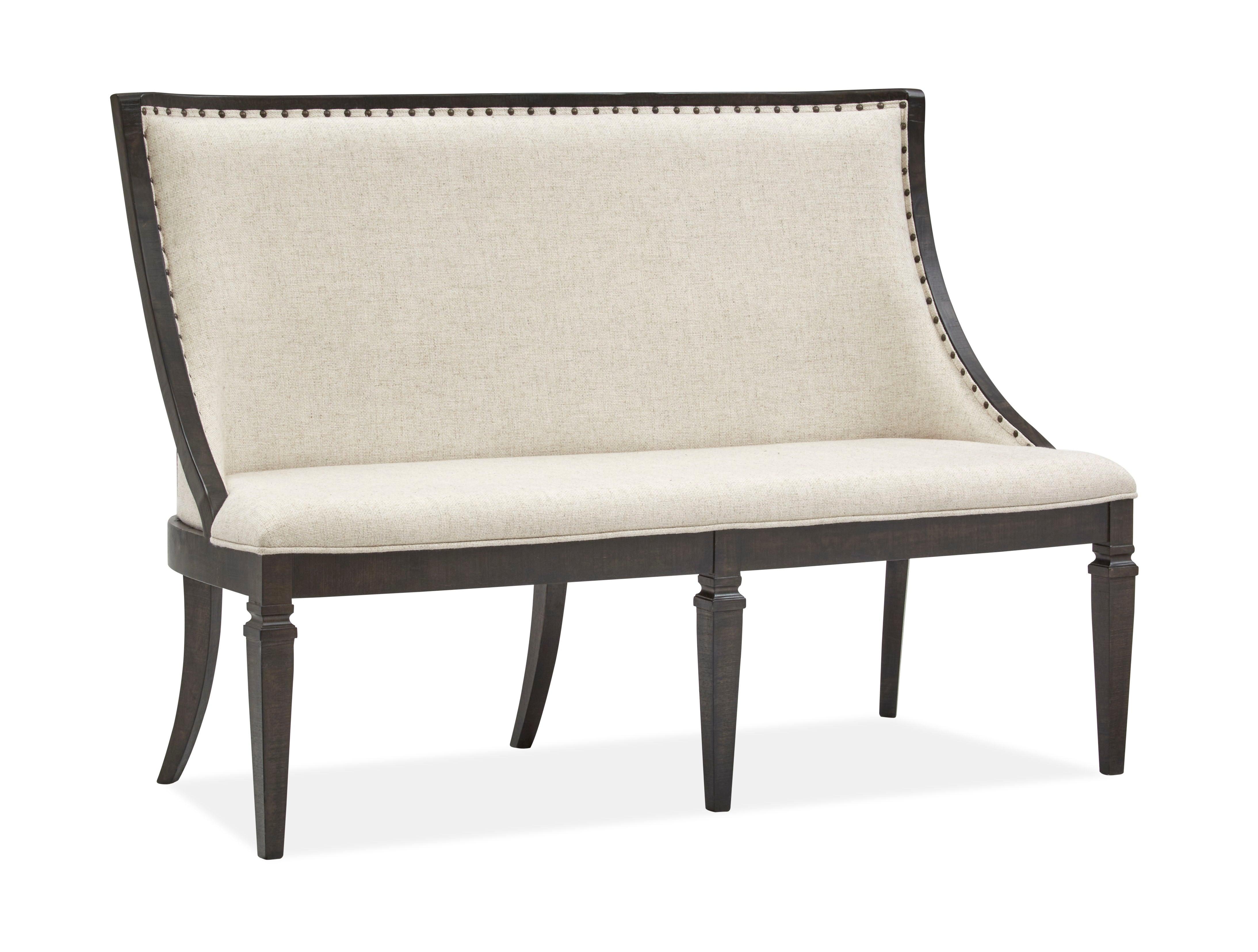 Magnussen Furniture - Calistoga - Bench With Upholstered Seat & Back - Weathered Charcoal - 5th Avenue Furniture