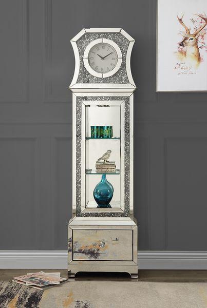 ACME - Noralie - Grandfather Clock - Mirrored - 5th Avenue Furniture