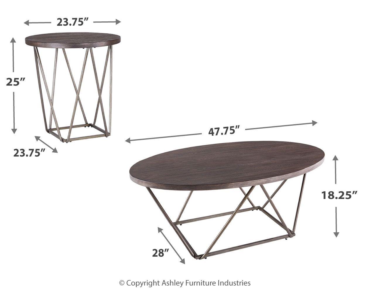 Ashley Furniture - Neimhurst - Dark Brown - Occasional Table Set (Set of 3) - 5th Avenue Furniture