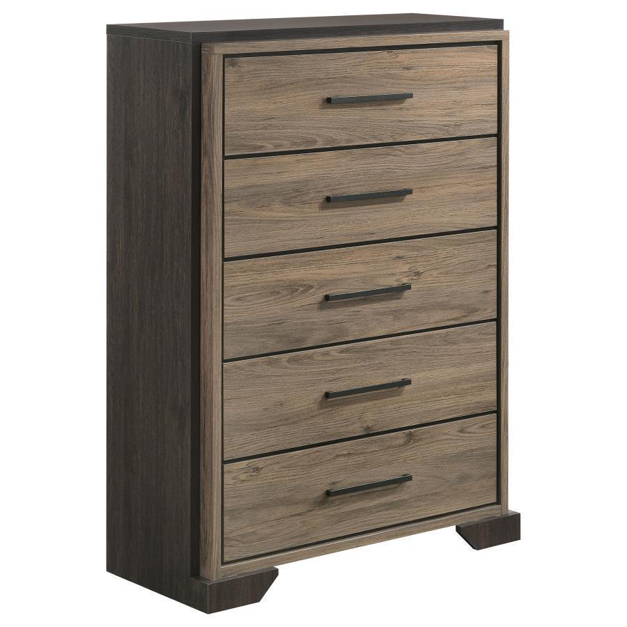 CoasterEveryday - Baker - 5-Drawer Chest - Brown And Light Taupe - 5th Avenue Furniture