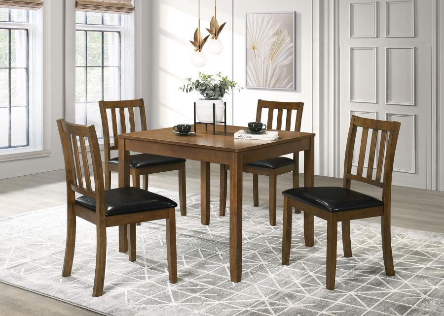 Coaster Fine Furniture - Parkwood - Dining Set With Square Table And Slat Back Side Chairs - 5th Avenue Furniture