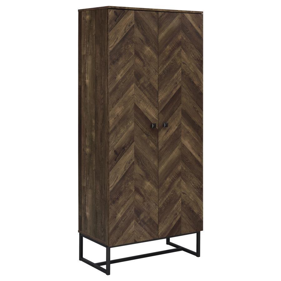 CoasterEveryday - Carolyn - 2-Door Accent Cabinet - Rustic Oak And Gunmetal - Wood - 5th Avenue Furniture