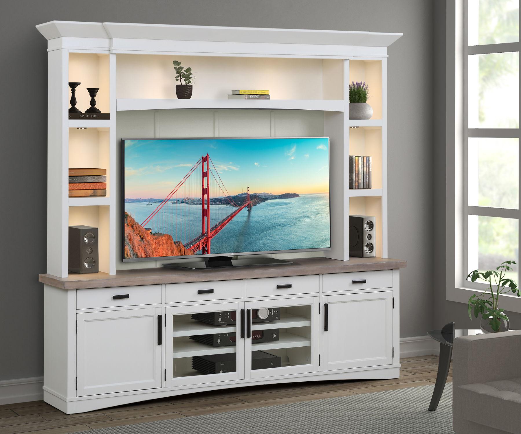 Parker House - Americana Modern - TV Console with Hutch, Backpanel and LED Lights - 5th Avenue Furniture