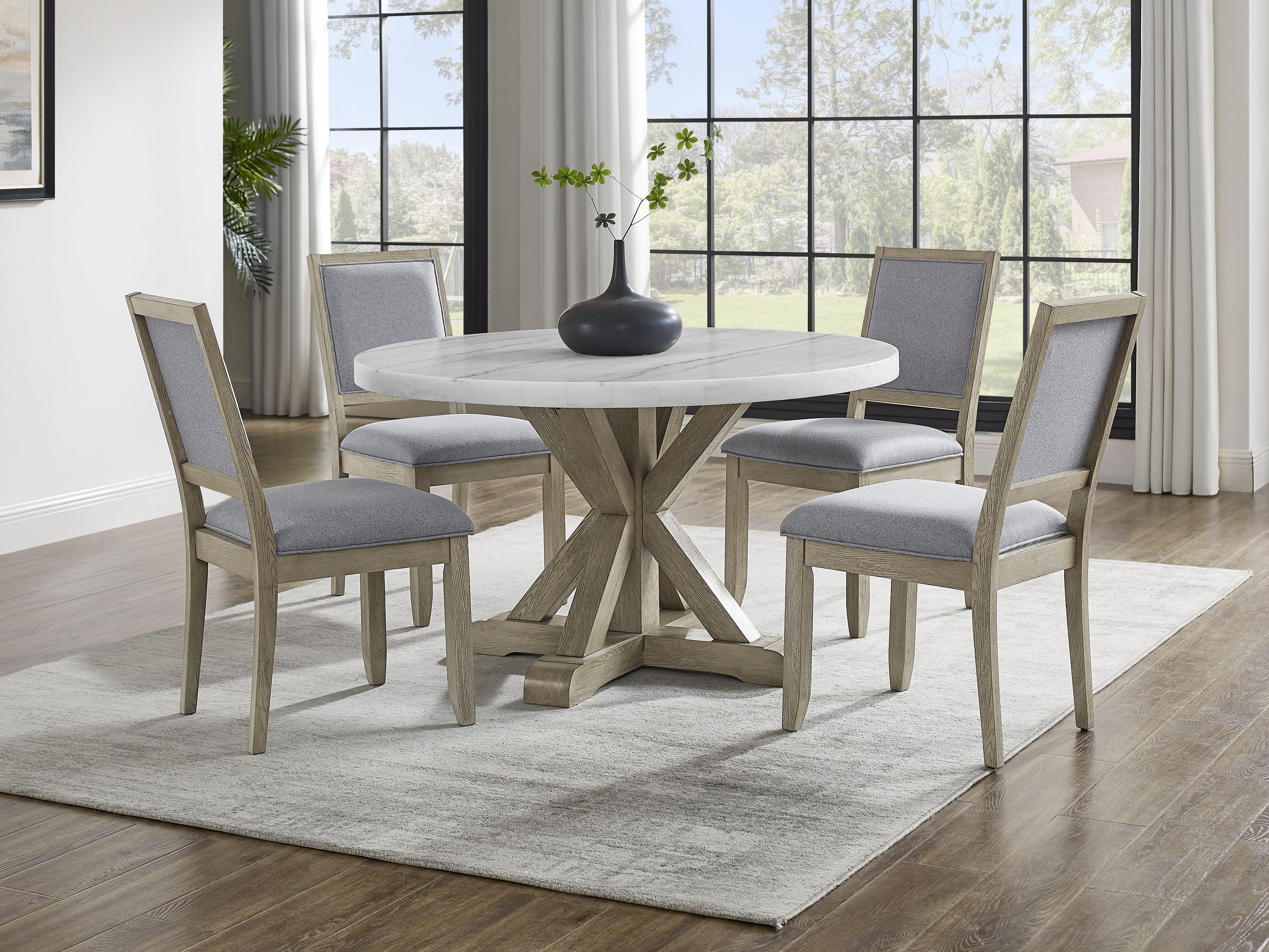 Steve Silver Furniture - Carena - 5 Piece Dining Set (Round Table And 4 Chairs) - Dark Gray - 5th Avenue Furniture