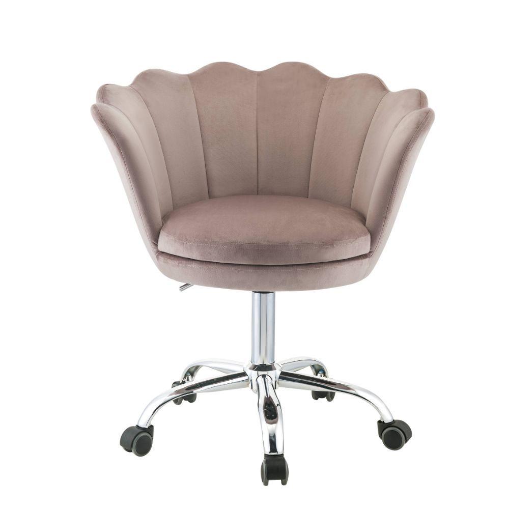 ACME - Micco - Office Chair - Rose Quartz Velvet & Chrome - 5th Avenue Furniture