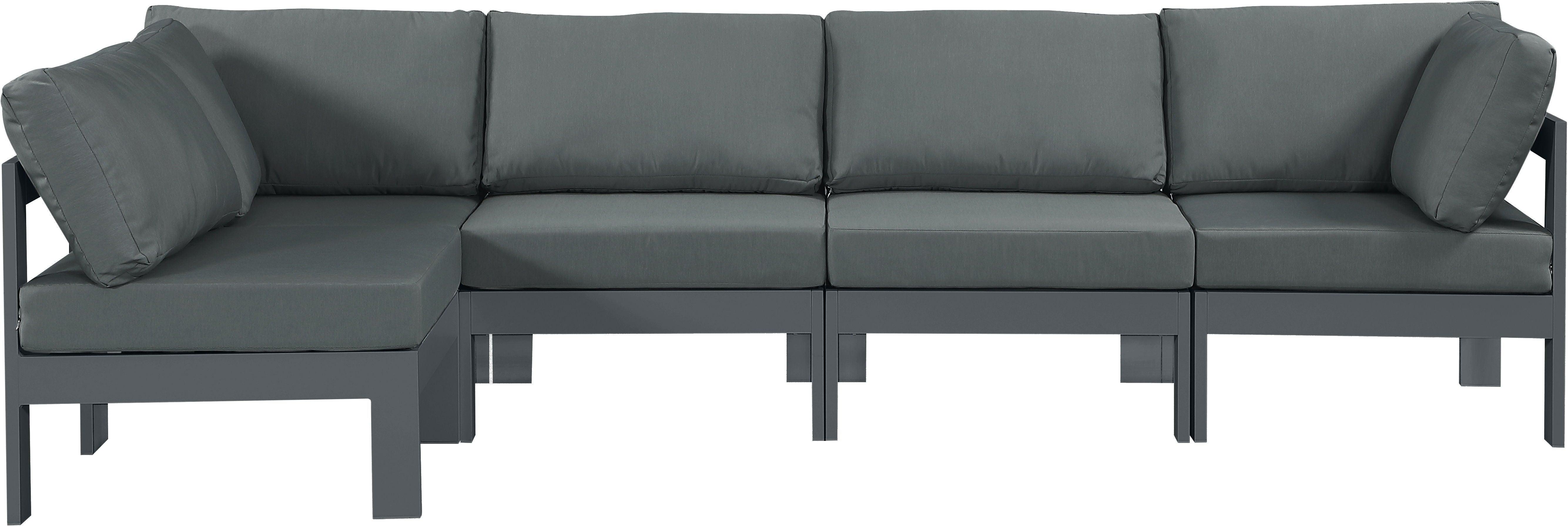 Meridian Furniture - Nizuc - Outdoor Patio Modular Sectional 5 Piece - Grey - Fabric - Modern & Contemporary - 5th Avenue Furniture