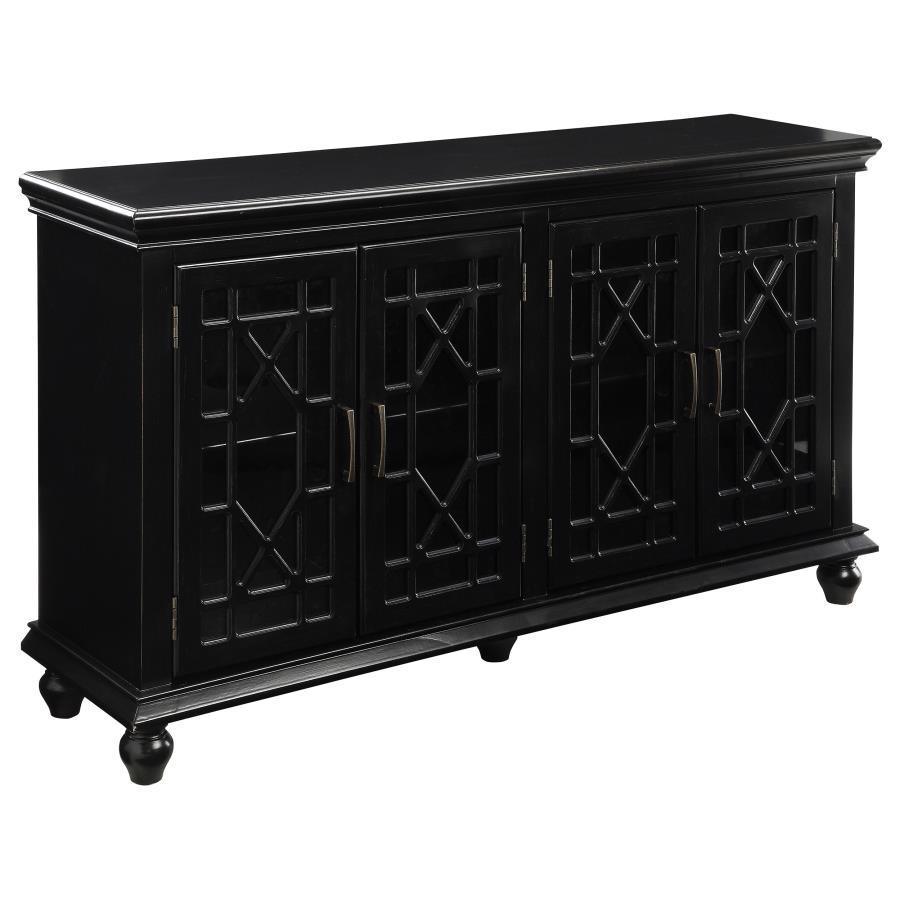 CoasterEssence - Kovu - 4-Door Accent Cabinet - Black - 5th Avenue Furniture