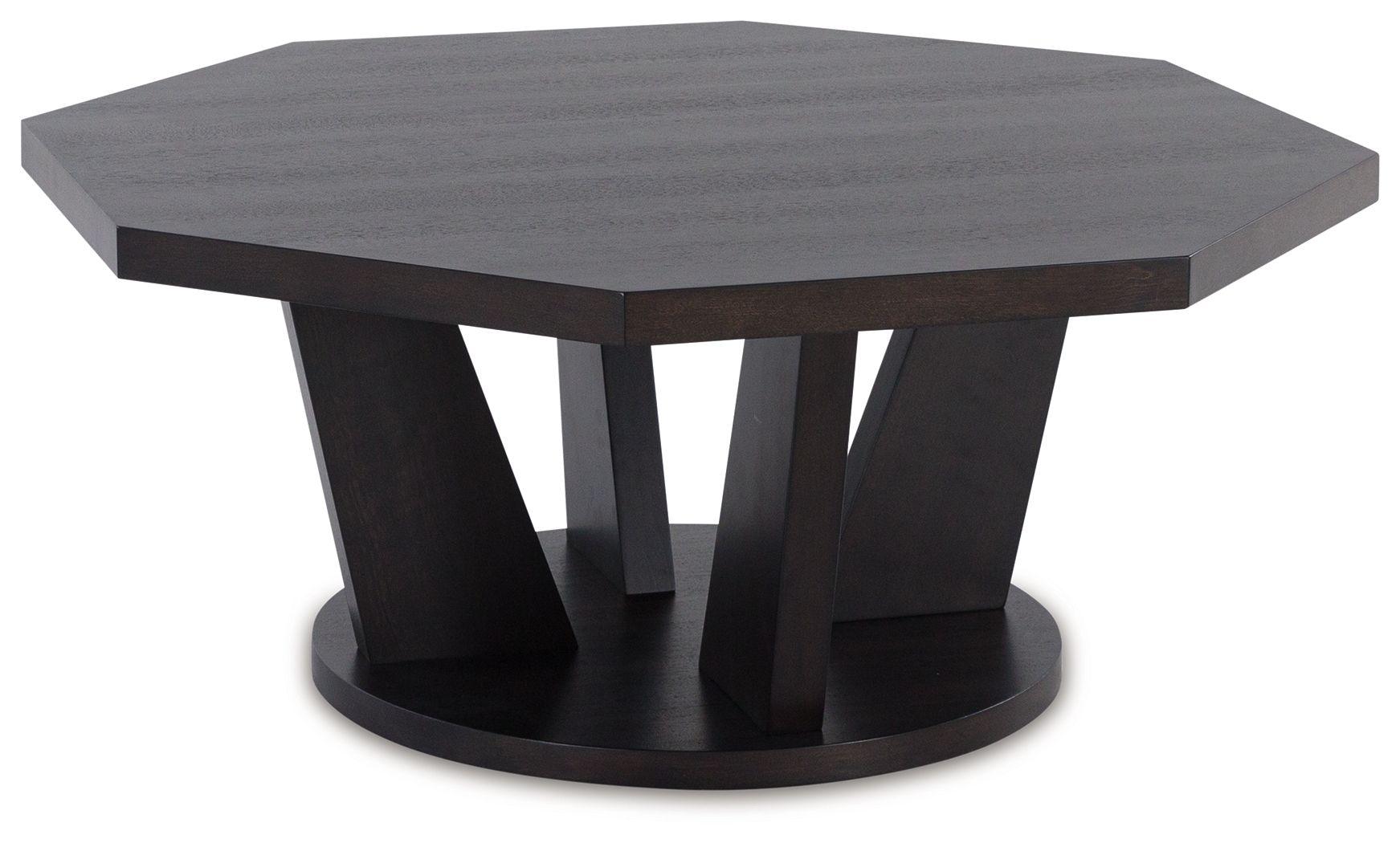 Signature Design by Ashley® - Chasinfield - Dark Brown - Octagon Coffee Table - 5th Avenue Furniture