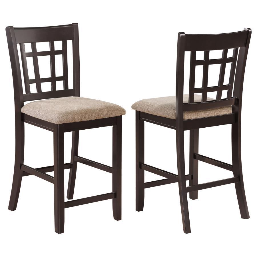 CoasterEveryday - Lavon - Lattice Back Counter Stools (Set of 2) - Tan And Espresso - 5th Avenue Furniture