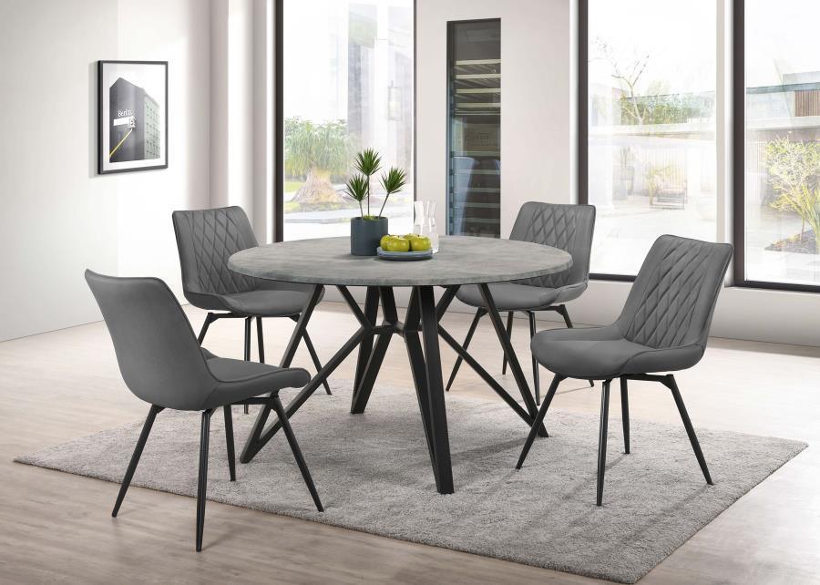 CoasterEveryday - Neil - 5 Piece Round Dining Set - Concrete And Gray - 5th Avenue Furniture