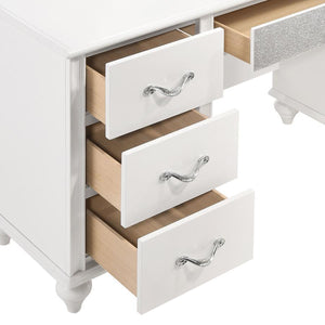 CoasterElevations - Barzini - 7-Drawer Vanity Desk With Lighted Mirror - White - 5th Avenue Furniture