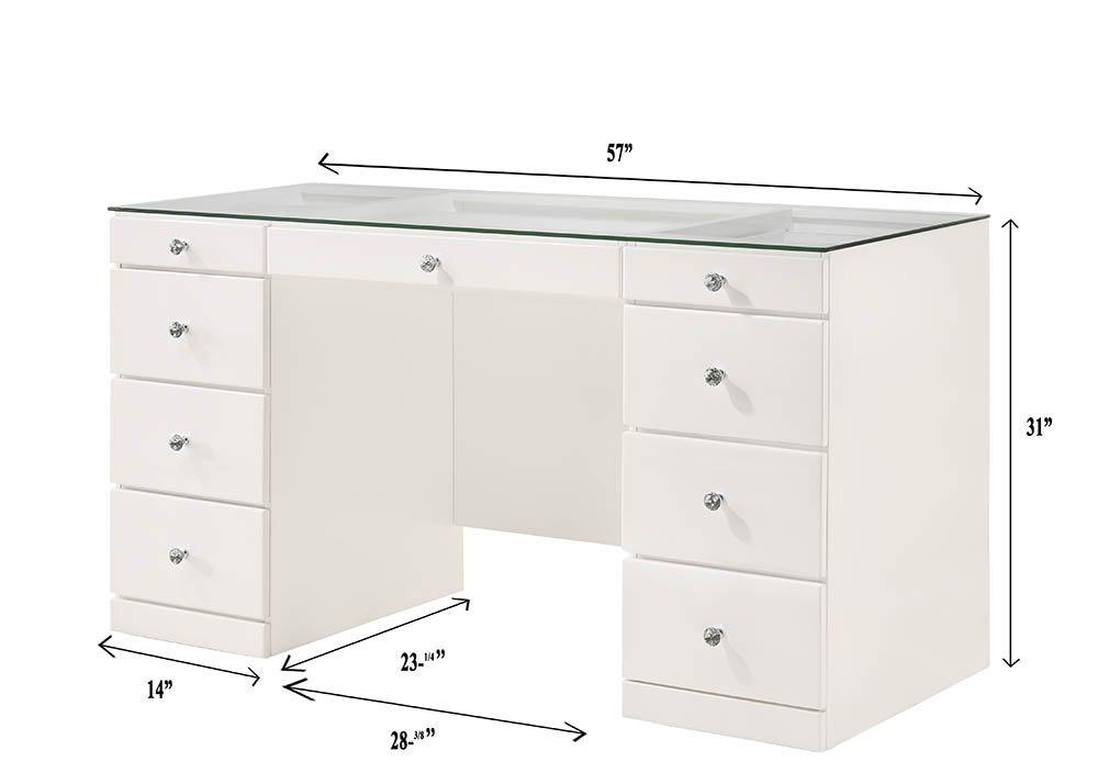 Crown Mark - Avery - Vanity Desk With Glass Top - 5th Avenue Furniture