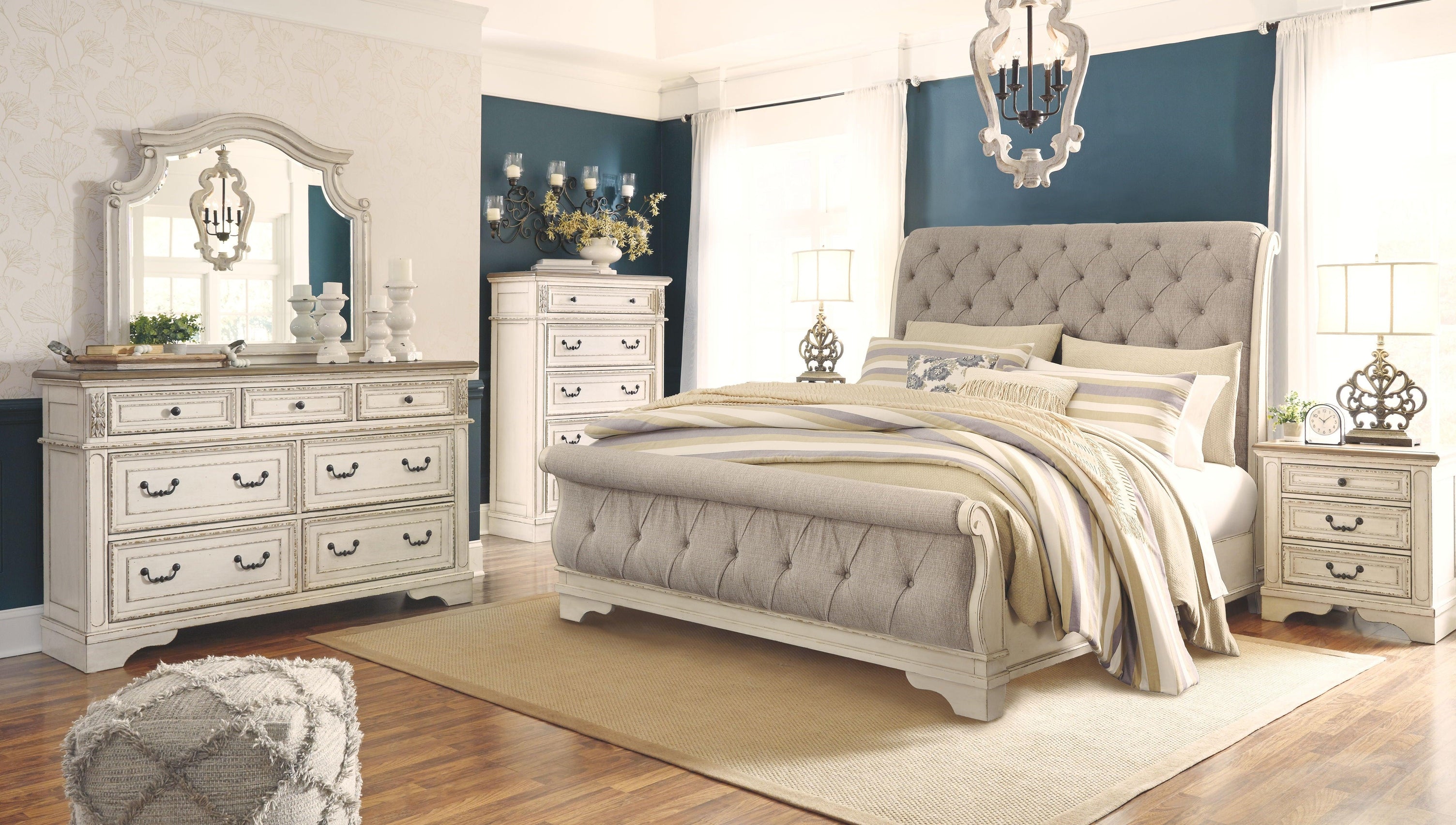 Signature Design by Ashley® - Realyn - Upholstered Sleigh Bed - 5th Avenue Furniture