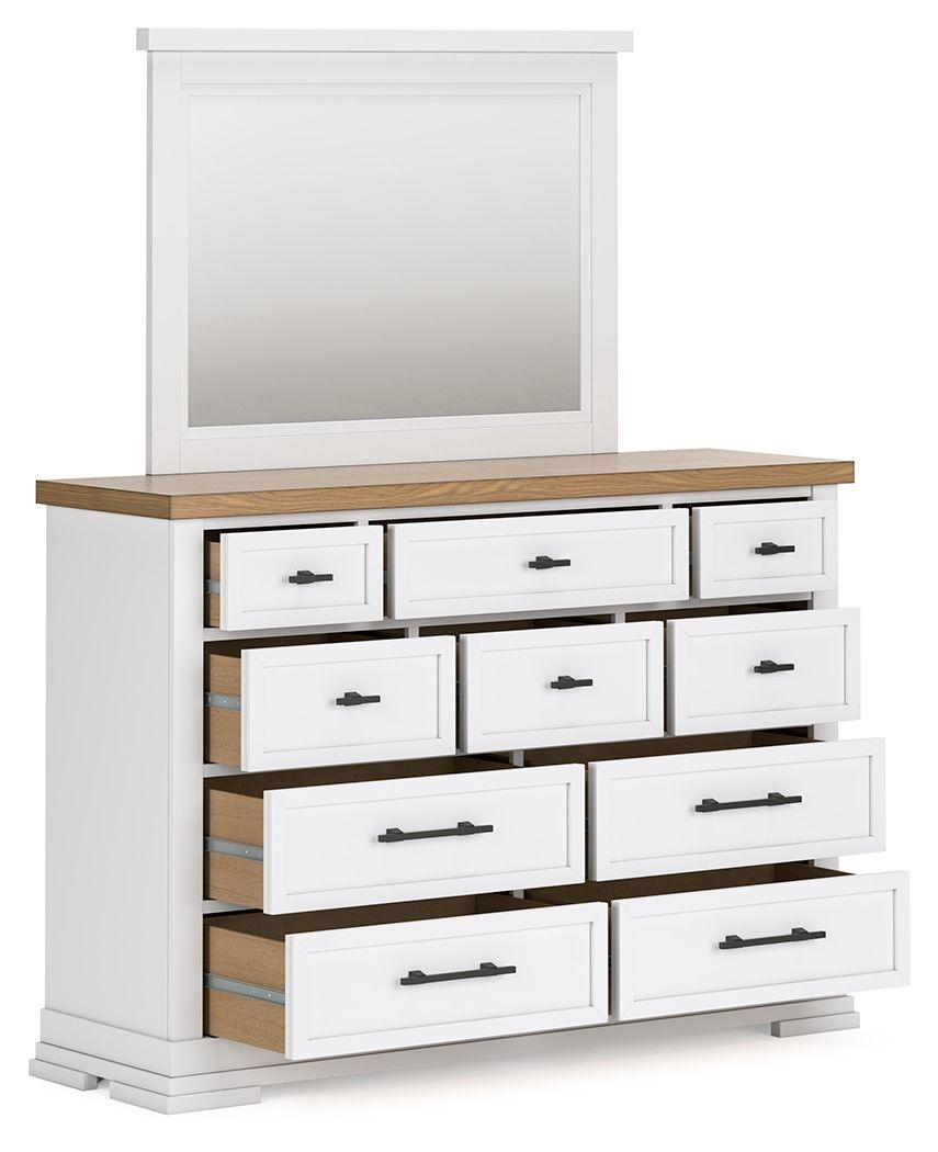 Benchcraft® - Ashbryn - White / Natural - Dresser And Mirror - 5th Avenue Furniture