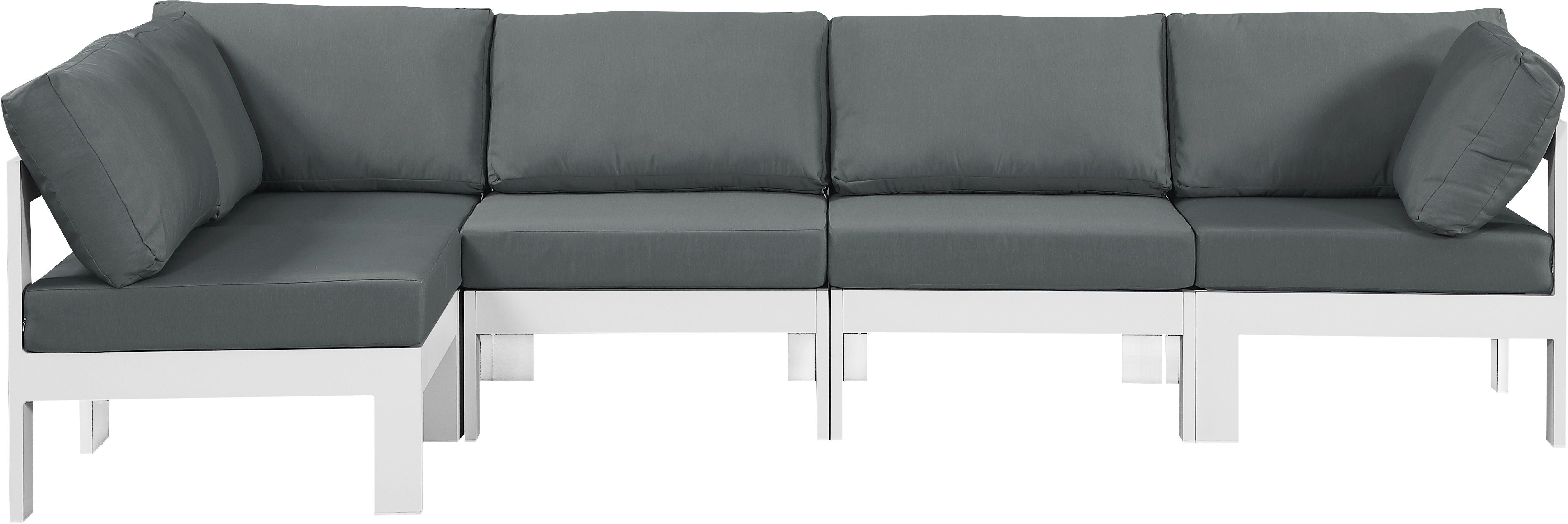 Meridian Furniture - Nizuc - Outdoor Patio Modular Sectional 5 Piece - Grey - Fabric - 5th Avenue Furniture