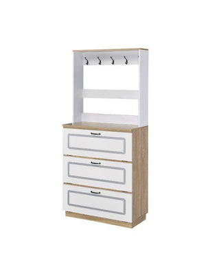 ACME - Hewett - Shoe Cabinet - Light Oak & White Finish - 5th Avenue Furniture