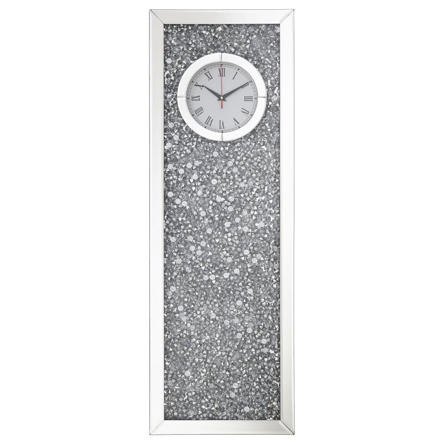 CoasterEssence - Minette - Crystal Inlay Rectangle Clock Mirror - 5th Avenue Furniture