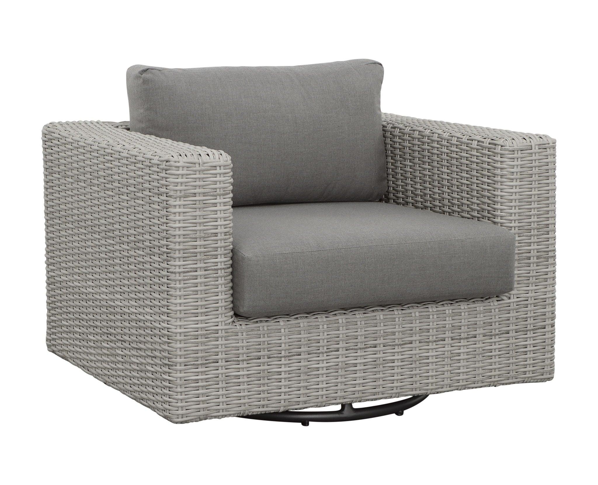 Steve Silver Furniture - Blakley - Outdoor Swilvel Chair (Set of 2) With Half Round Wicker - Gray - 5th Avenue Furniture