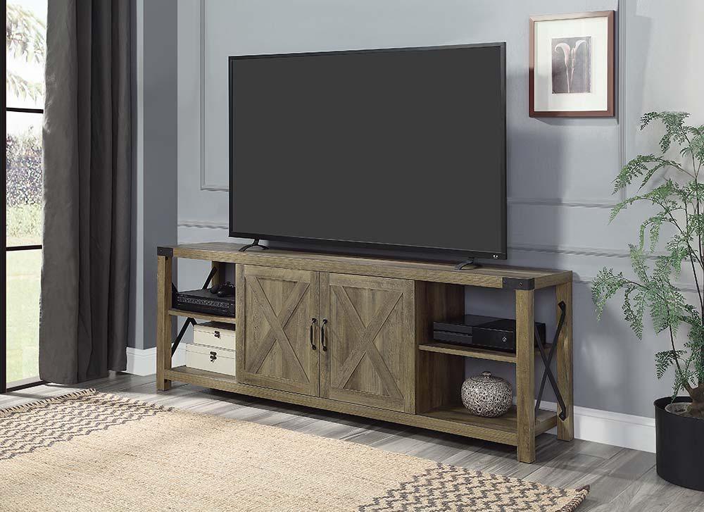 ACME - Abiram - TV Stand - Rustic Oak Finish - 5th Avenue Furniture