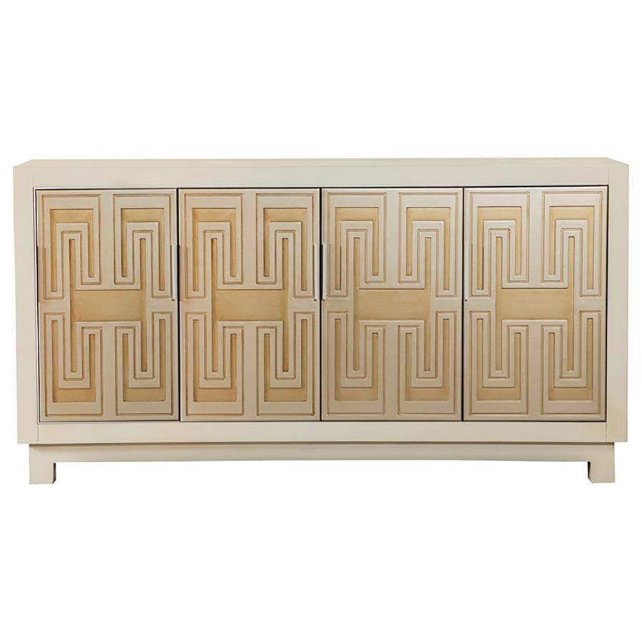 CoasterElevations - Voula - Rectangular 4-Door Accent Cabinet - White And Gold - 5th Avenue Furniture