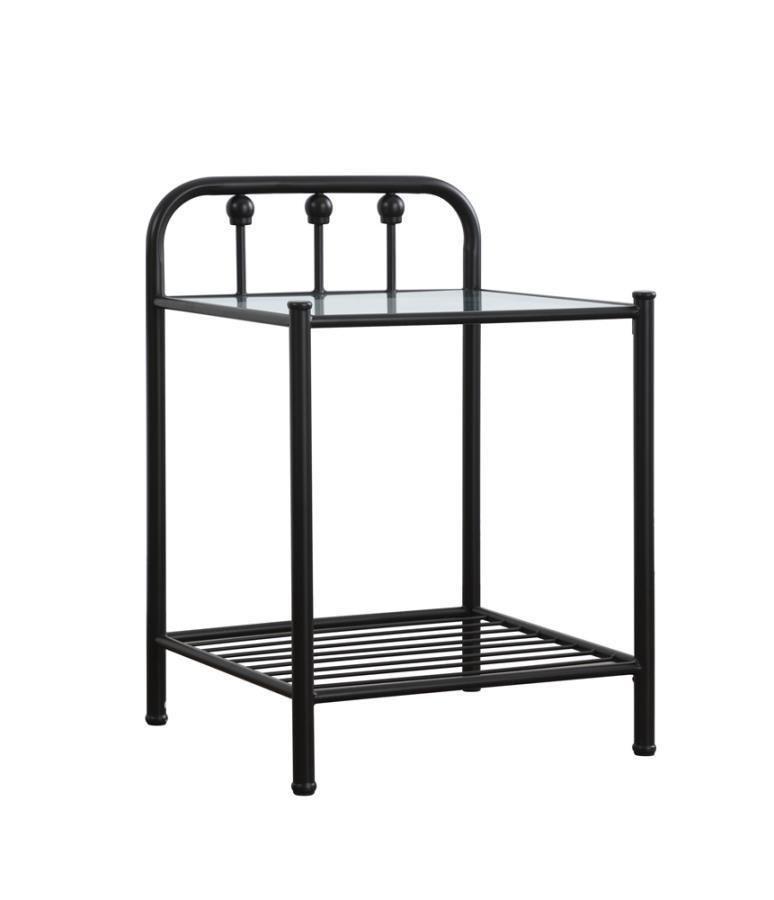 CoasterEveryday - Livingston - 1-Shelf Nightstand With Glass Top - Dark Bronze - 5th Avenue Furniture
