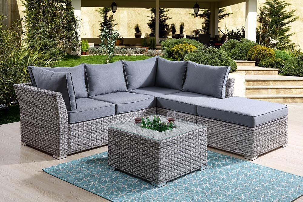 ACME - Laurance - Patio Set - Gray Fabric & Gray Finish - 5th Avenue Furniture