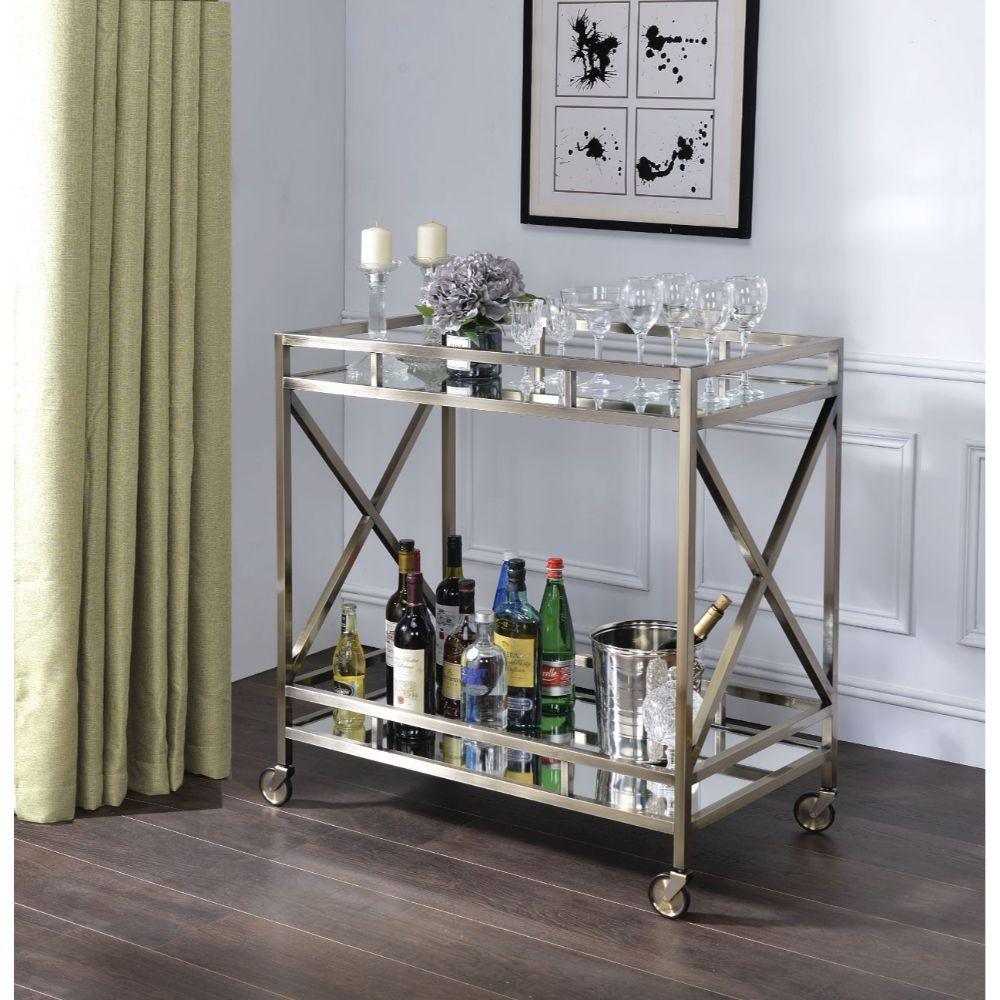 ACME - Kristensen - Serving Cart - Antique Gold & Mirror - 5th Avenue Furniture