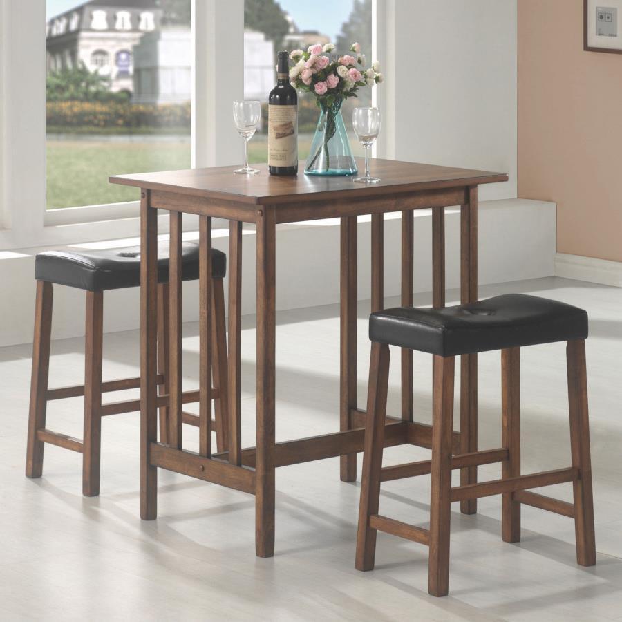 CoasterEveryday - Oleander - 3 Piece Counter Height Set - Nut Brown - 5th Avenue Furniture