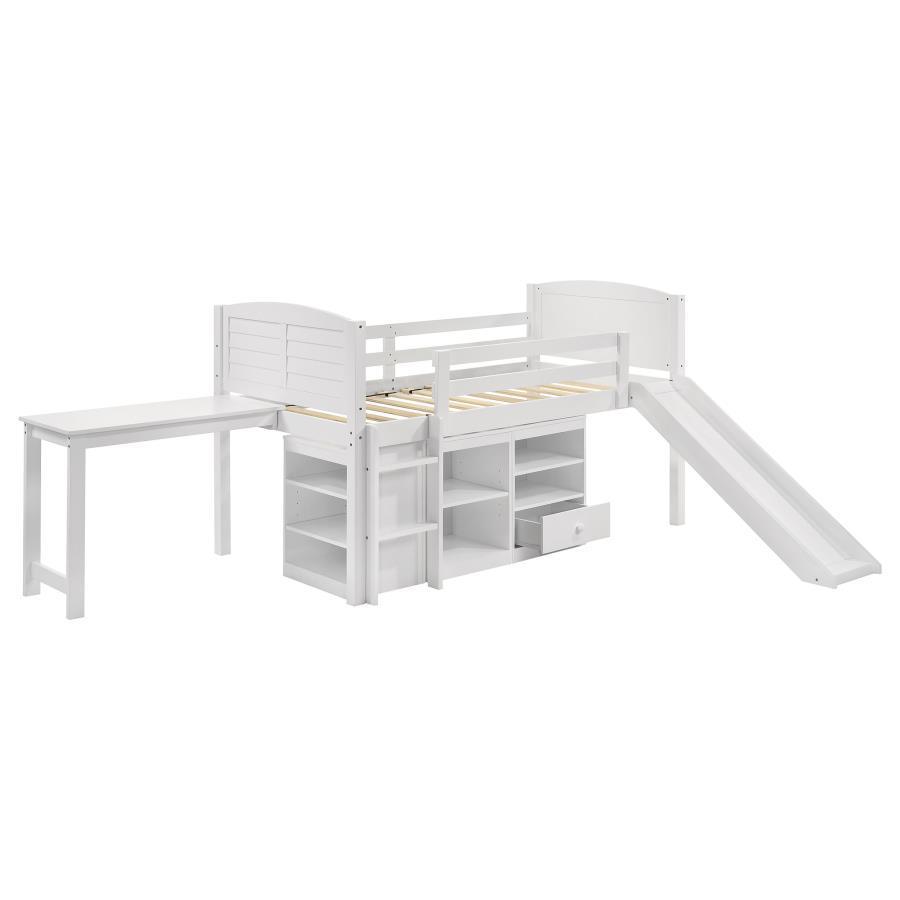 CoasterElevations - Millie - Twin Workstation Loft Bed - White - 5th Avenue Furniture