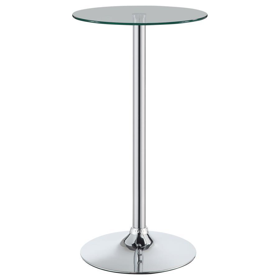CoasterEveryday - Abiline - Glass Top Round Bar Table - Chrome - 5th Avenue Furniture