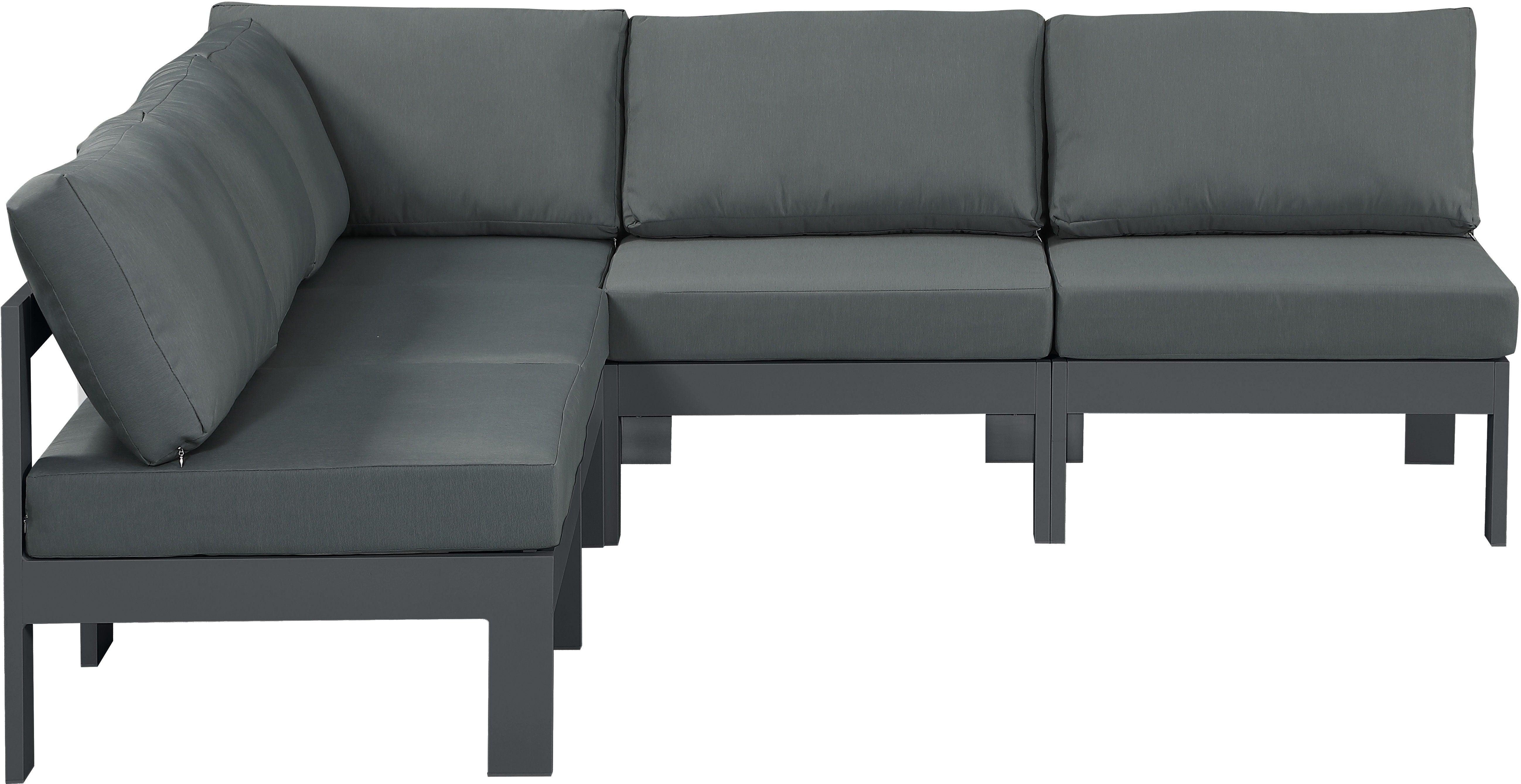 Meridian Furniture - Nizuc - Outdoor Patio Modular Sectional 5 Piece - Dark Grey - 5th Avenue Furniture