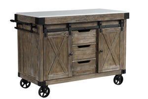 ACME - Alforvott - Serving Cart - Marble & Weathered Gray Finish - 5th Avenue Furniture