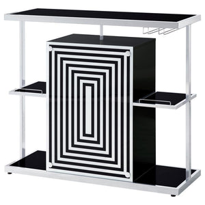 CoasterEssence - Zinnia - 2-Tier Bar Unit - Glossy Black And White - 5th Avenue Furniture