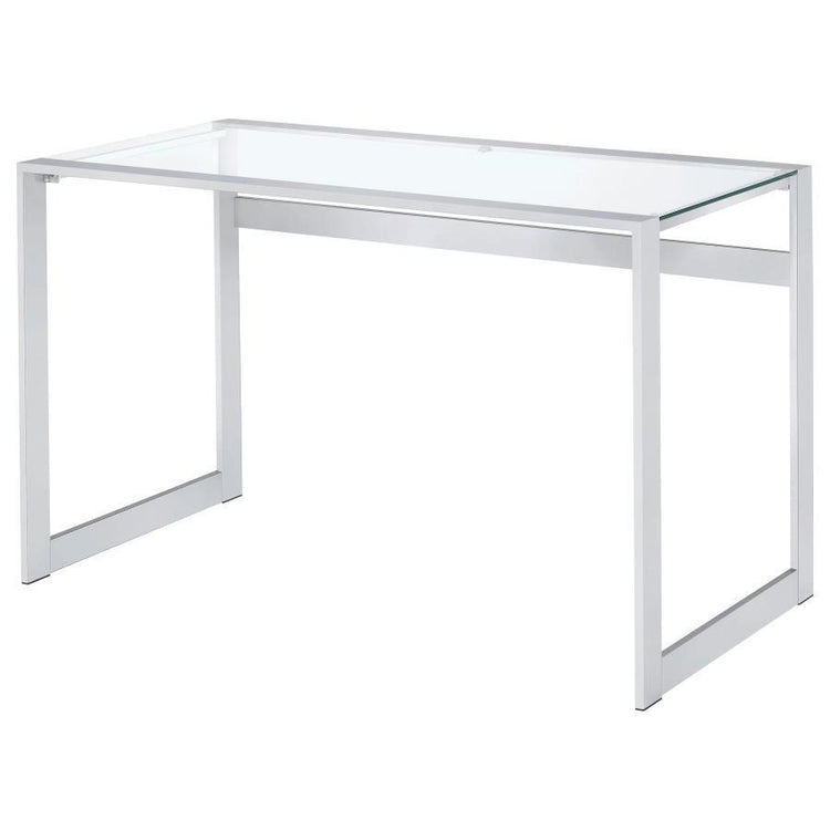 CoasterEssence - Hartford - Glass Top Writing Desk - Chrome - 5th Avenue Furniture