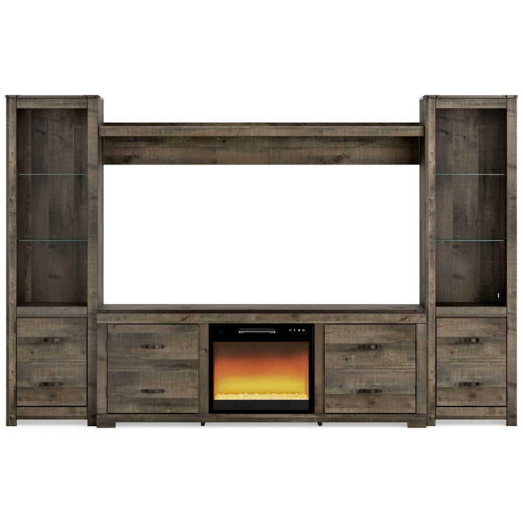 Signature Design by Ashley® - Trinell - 4-Piece Entertainment Center With TV Stand And Fireplace Insert - 5th Avenue Furniture