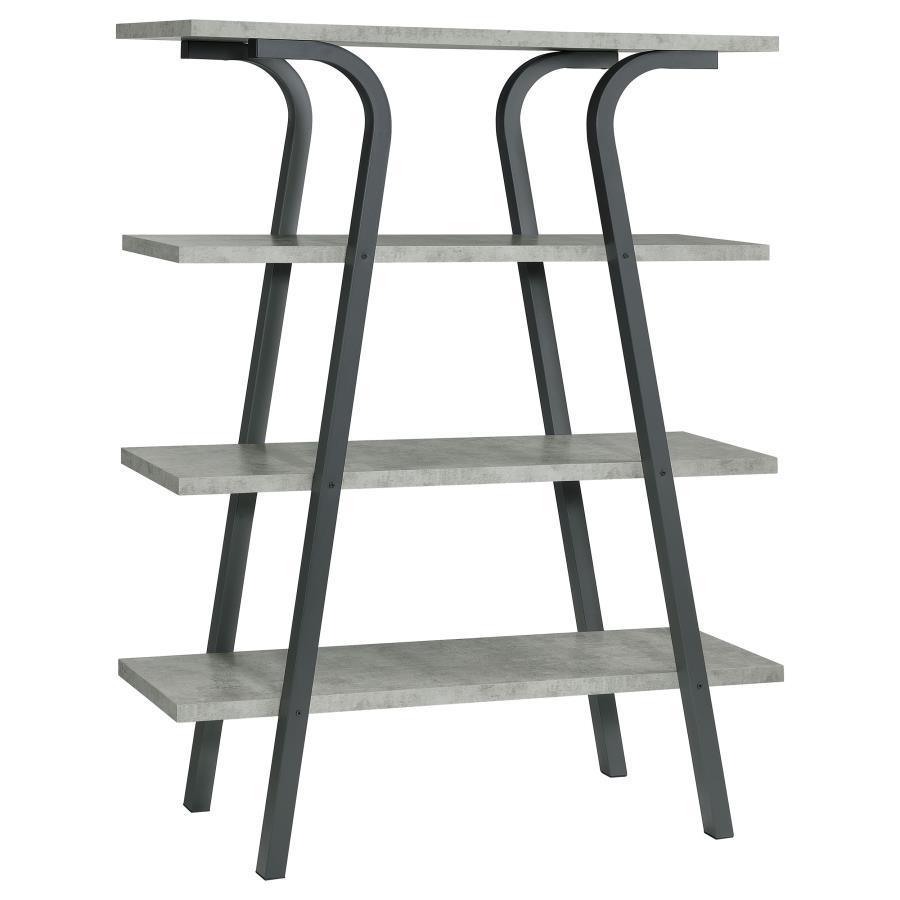 CoasterEveryday - Tatum - 4-Tier Rectangular Bookcase - Cement And Gunmetal - 5th Avenue Furniture