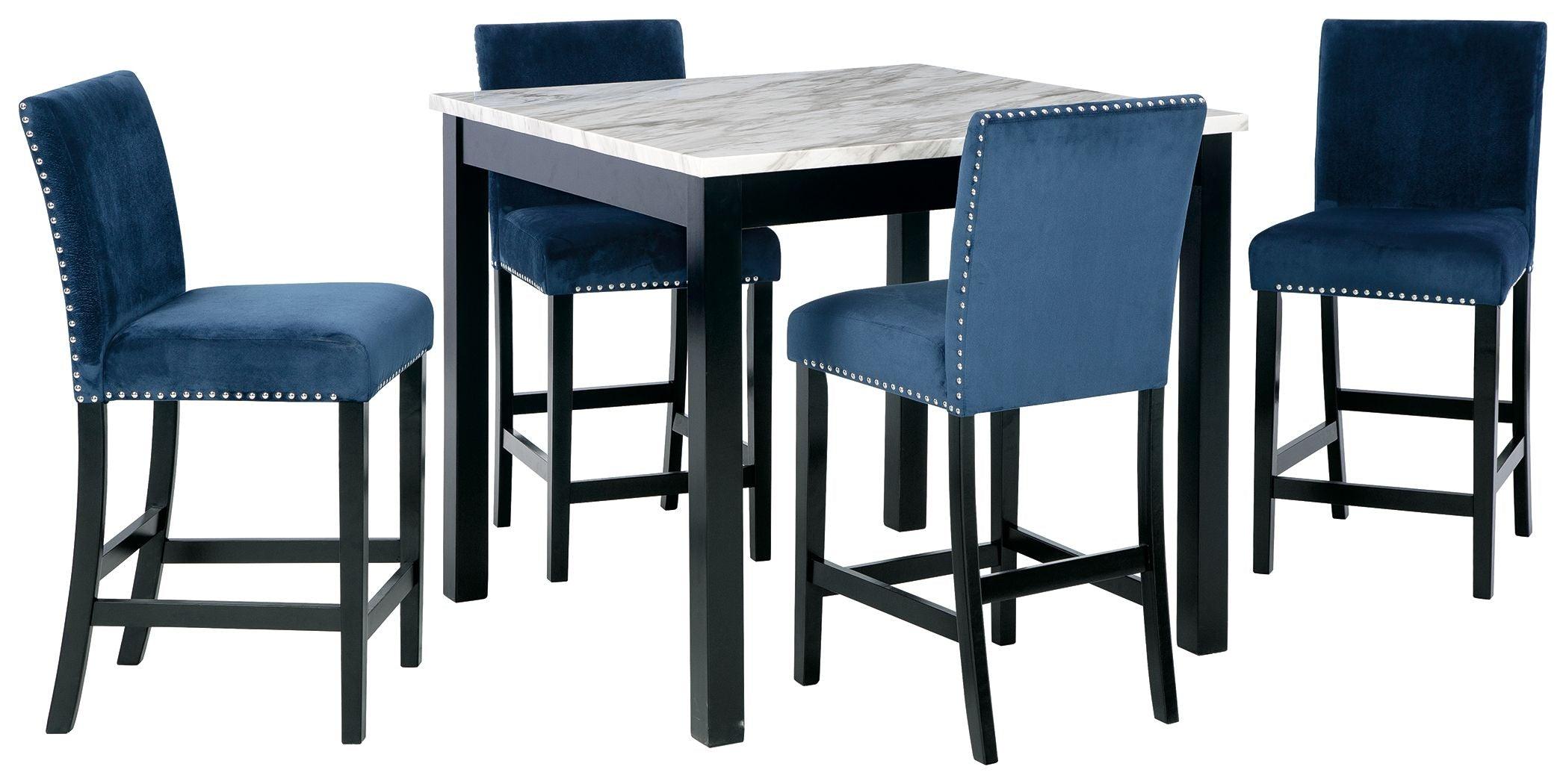 Signature Design by Ashley® - Cranderlyn - Black / Gray / Blue - Square Counter Tbl Set (Set of 5) - 5th Avenue Furniture