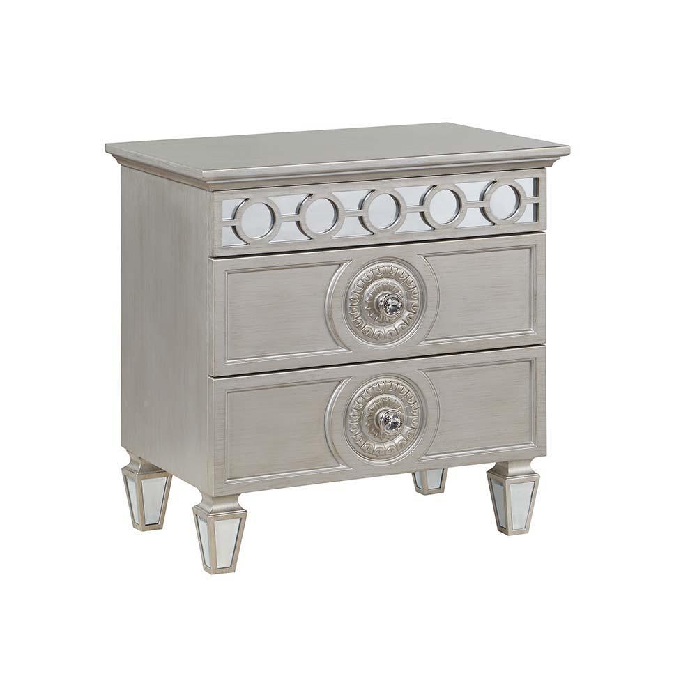 ACME - Varian - Nightstand - Silver & Mirrored Finish - 5th Avenue Furniture