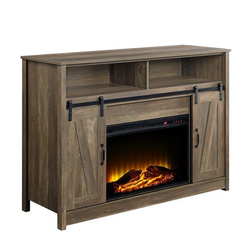 ACME - Tobias - Fireplace - Rustic Oak Finish - 38" - 5th Avenue Furniture