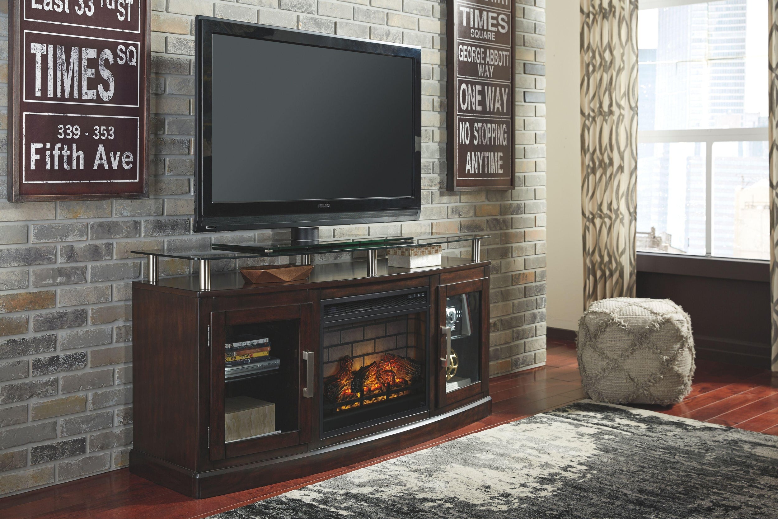 Signature Design by Ashley® - Chanceen - TV Stand With Fireplace Insert - 5th Avenue Furniture