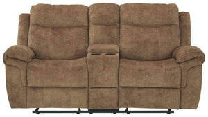 Ashley Furniture - Huddle-up - Nutmeg - Glider Rec Loveseat W/Console - 5th Avenue Furniture