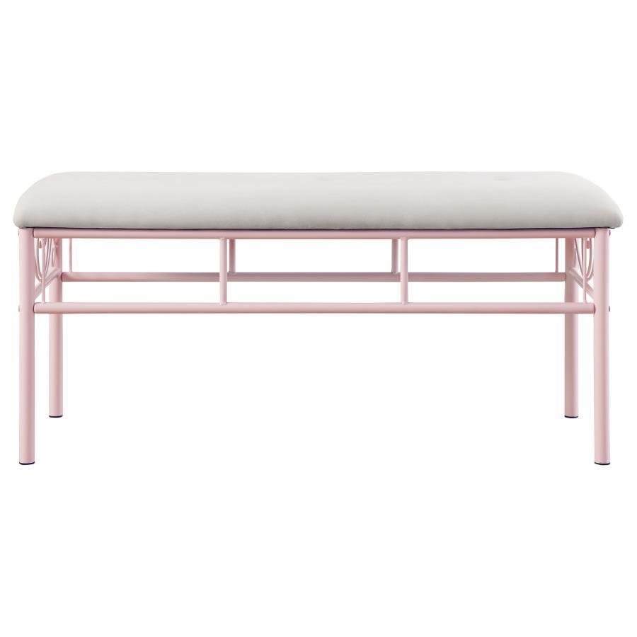 CoasterEssence - Massi - Tufted Upholstered Bench - Powder Pink - 5th Avenue Furniture