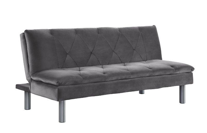 ACME - Cilliers - Futon - Gray Velvet & Chrome Finish - 5th Avenue Furniture