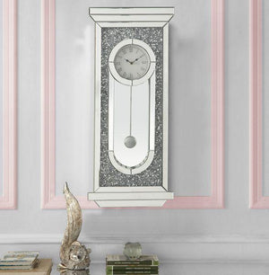 ACME - Noralie - Wall Clock - Mirrored & Faux Diamonds - 34" - 5th Avenue Furniture